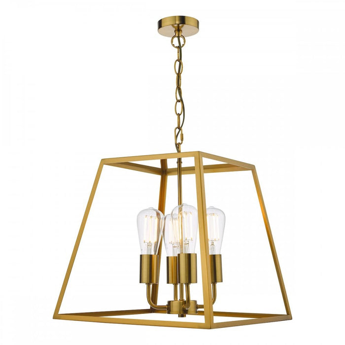 Dar ACA8635 Academy 4 Light Lantern Natural Brass