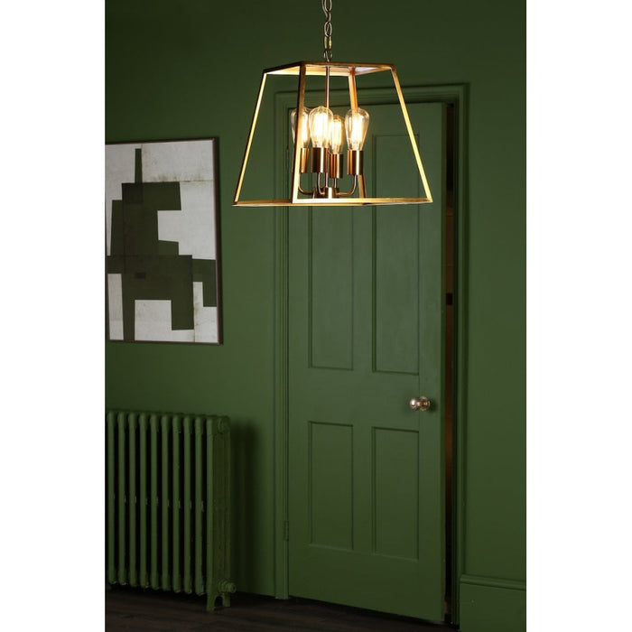 Dar ACA8635 Academy 4 Light Lantern Natural Brass