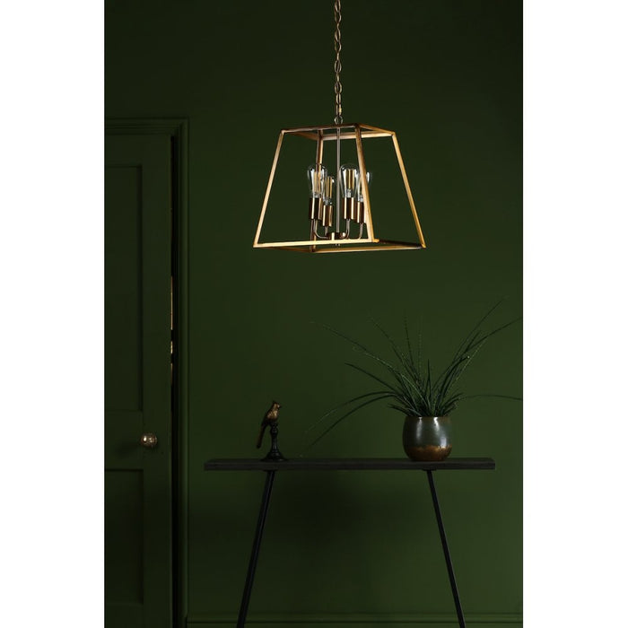 Dar ACA8635 Academy 4 Light Lantern Natural Brass