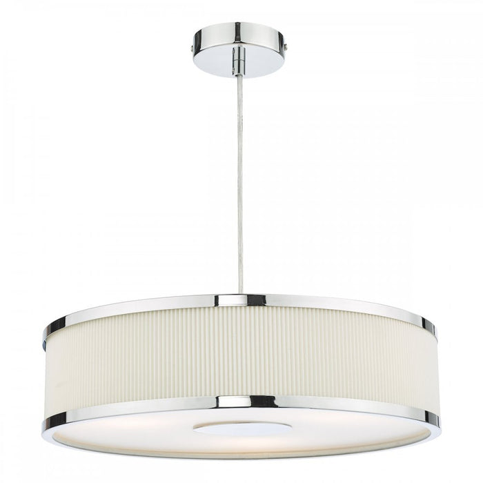 Dar ALV1033 Alvaro 3 Light Single Pendant Polished Chrome Ivory