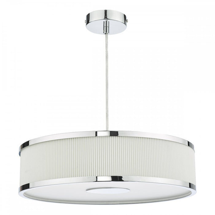 Dar ALV1033 Alvaro 3 Light Single Pendant Polished Chrome Ivory