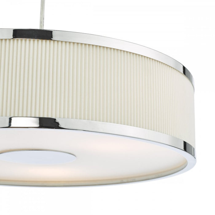 Dar ALV1033 Alvaro 3 Light Single Pendant Polished Chrome Ivory