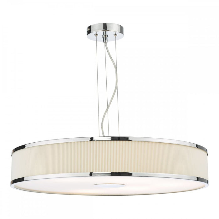 Dar ALV1733 Alvaro 6 Light Single Pendant Polished Chrome Ivory