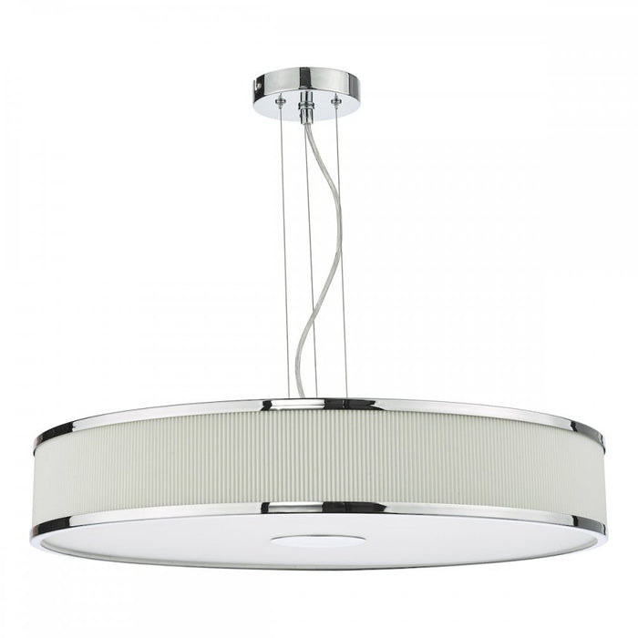 Dar ALV1733 Alvaro 6 Light Single Pendant Polished Chrome Ivory