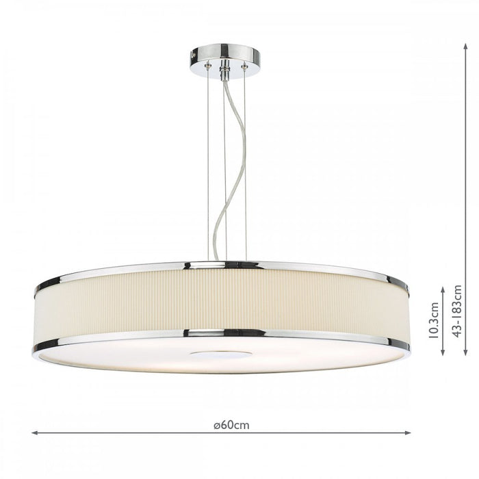 Dar ALV1733 Alvaro 6 Light Single Pendant Polished Chrome Ivory