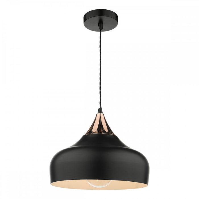 Dar GAU0164 Gaucho 1 Light Single Pendant Black And Copper
