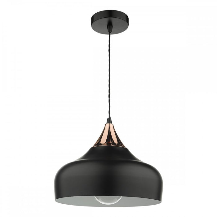 Dar GAU0164 Gaucho 1 Light Single Pendant Black And Copper