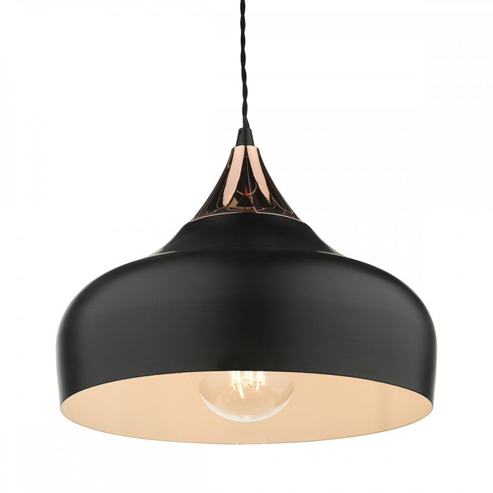 Dar GAU0164 Gaucho 1 Light Single Pendant Black And Copper