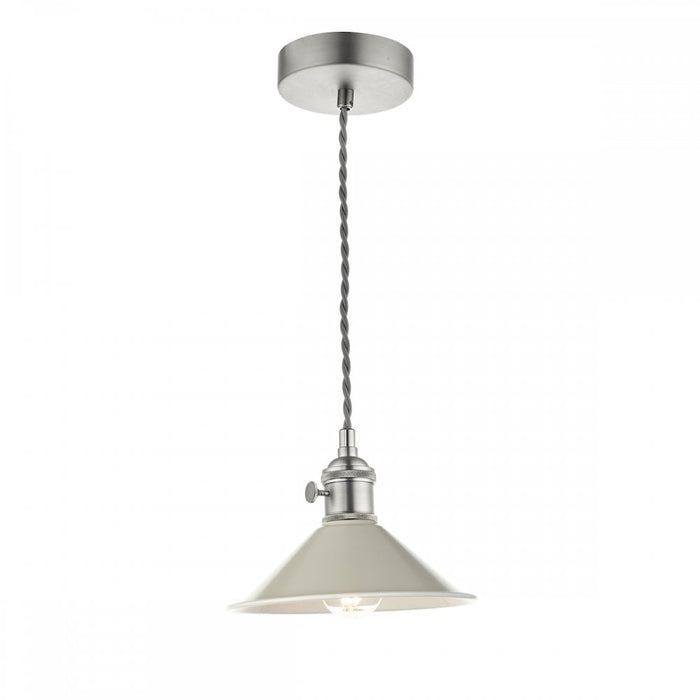 Dar Wisebuys HAD0161-06 Hadano 1 Light Pendant Antique Chrome With Cashmere Shade