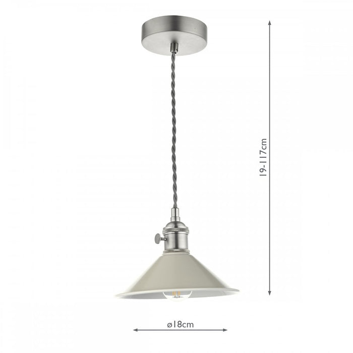 Dar Wisebuys HAD0161-06 Hadano 1 Light Pendant Antique Chrome With Cashmere Shade