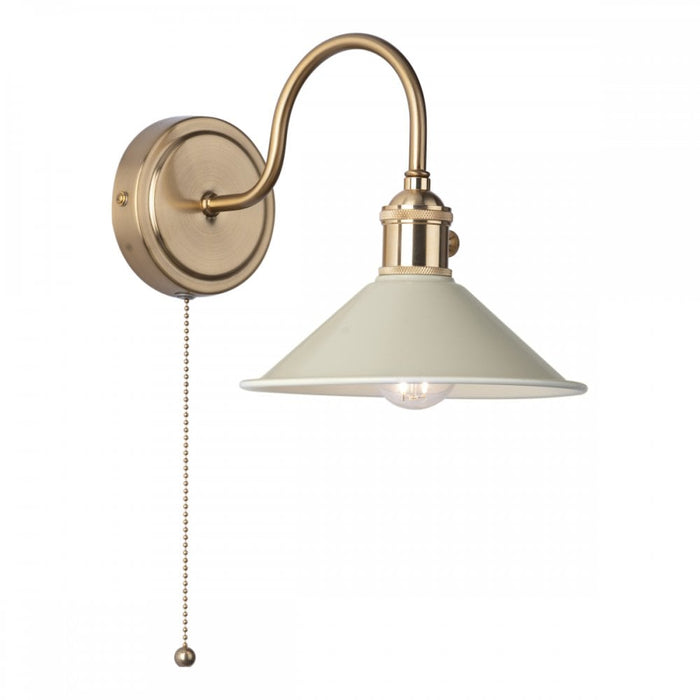 Dar Wisebuys HAD0740-06 Hadano 1 Light Wall Light Natural Brass With Cashmere Shade