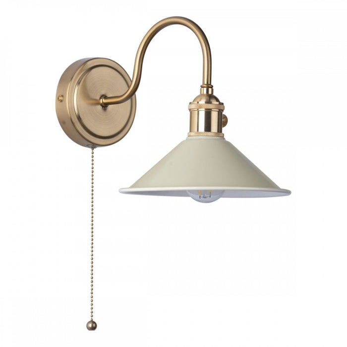 Dar Wisebuys HAD0740-06 Hadano 1 Light Wall Light Natural Brass With Cashmere Shade