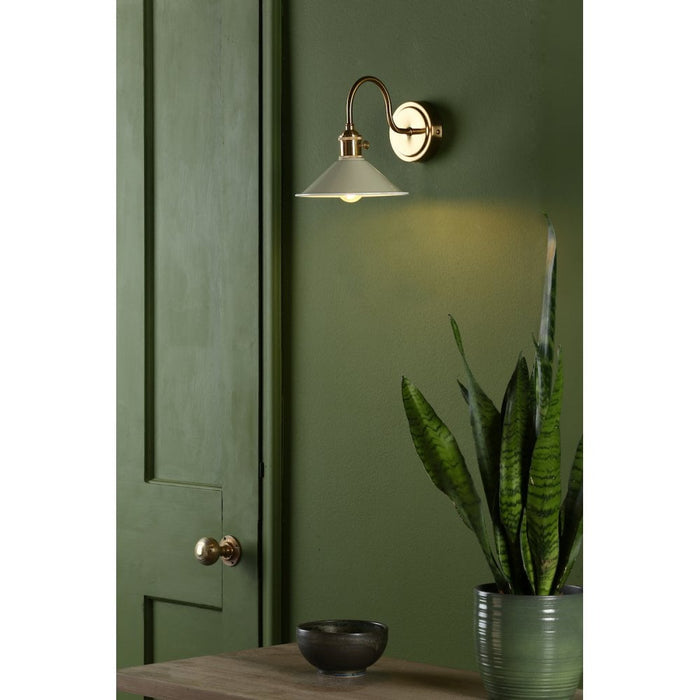Dar Wisebuys HAD0740-06 Hadano 1 Light Wall Light Natural Brass With Cashmere Shade
