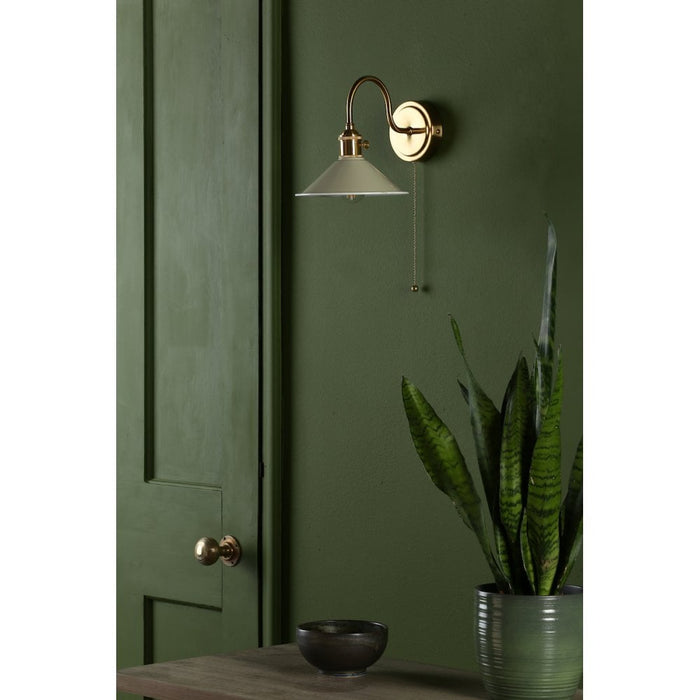 Dar Wisebuys HAD0740-06 Hadano 1 Light Wall Light Natural Brass With Cashmere Shade