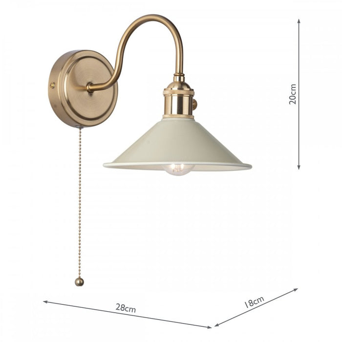 Dar Wisebuys HAD0740-06 Hadano 1 Light Wall Light Natural Brass With Cashmere Shade
