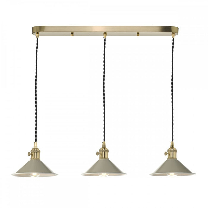 Dar Wisebuys HAD3640-06 Hadano 3 Light Brass Suspension With Cashmere Shades