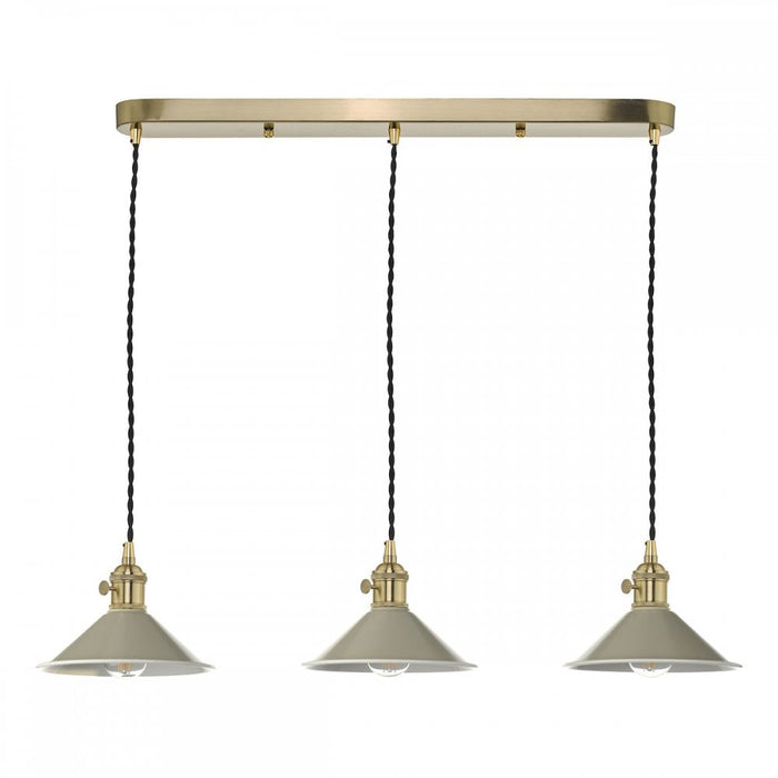 Dar Wisebuys HAD3640-06 Hadano 3 Light Brass Suspension With Cashmere Shades