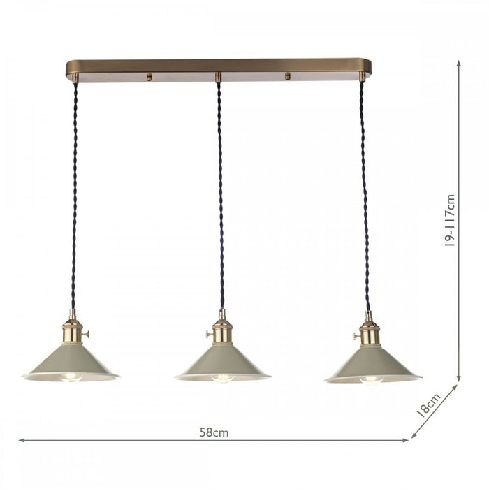 Dar Wisebuys HAD3640-06 Hadano 3 Light Brass Suspension With Cashmere Shades