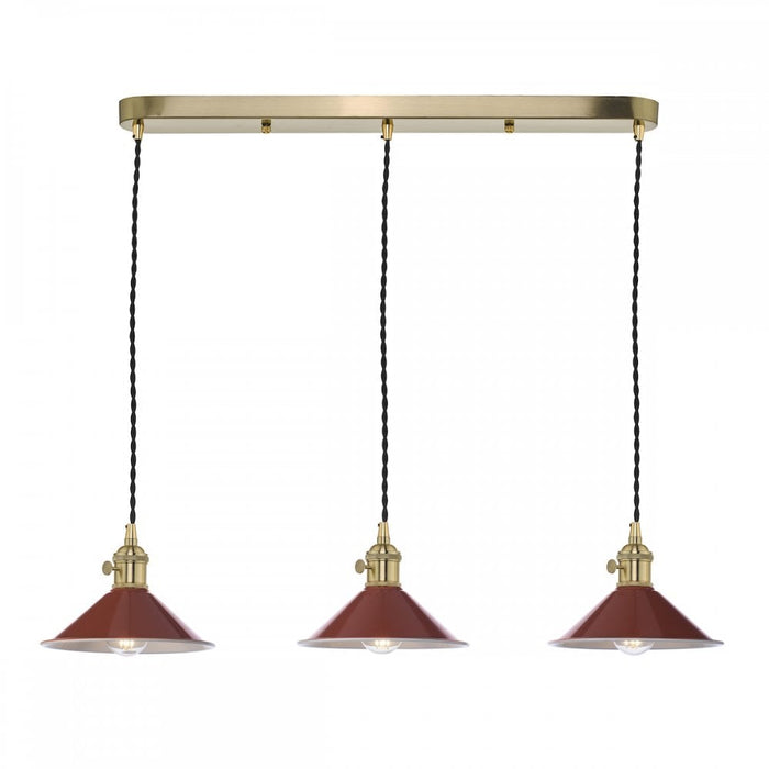 Dar Wisebuys HAD3640-08 Hadano 3 Light Brass Suspension With Umber Shades
