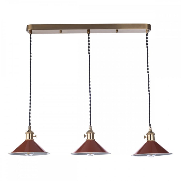 Dar Wisebuys HAD3640-08 Hadano 3 Light Brass Suspension With Umber Shades