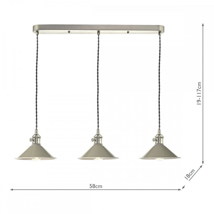 Dar Wisebuys HAD3661-06 Hadano 3 Light Antique Chrome Suspension With Cashmere Shades