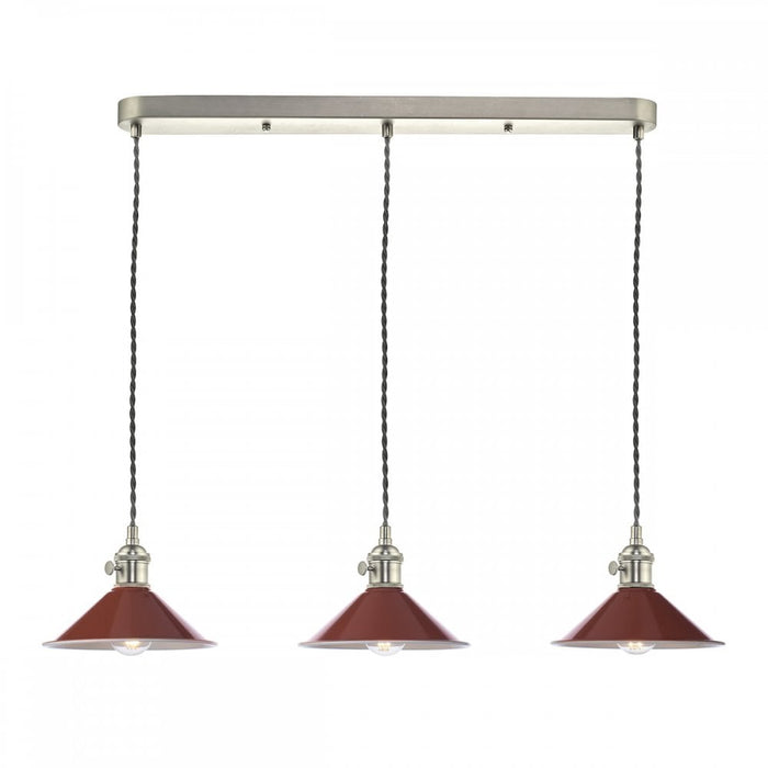 Dar Wisebuys HAD3661-08 Hadano 3 Light Antique Chrome Suspension With Umber Shades