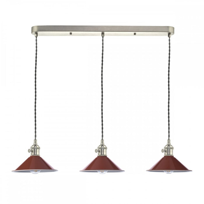 Dar Wisebuys HAD3661-08 Hadano 3 Light Antique Chrome Suspension With Umber Shades