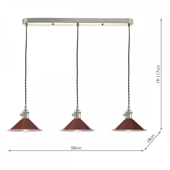 Dar Wisebuys HAD3661-08 Hadano 3 Light Antique Chrome Suspension With Umber Shades