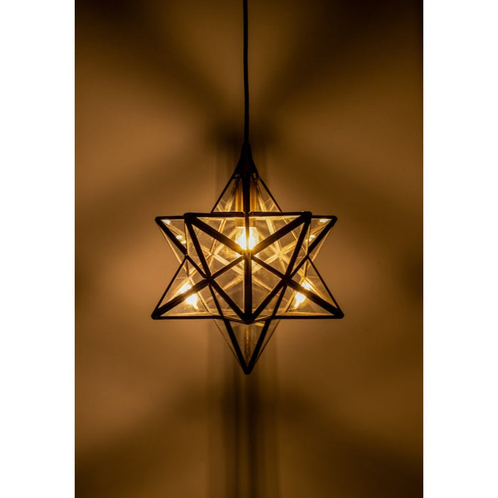 Dar ILA0175 ILARIO 1 Light Star Pendant Antique Brass Glass Small
