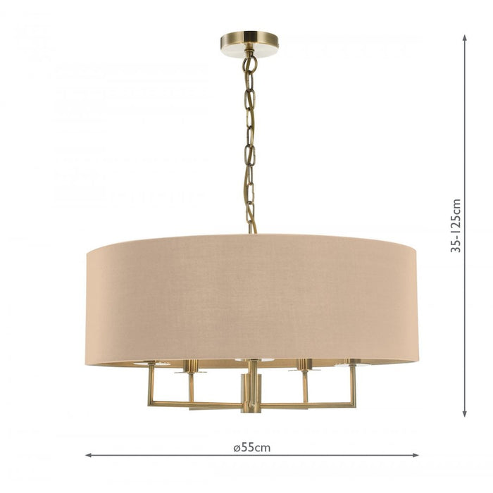 Dar JAM0501 Jamelia 5 Light Shadelier Antique Brass Taupe Shade
