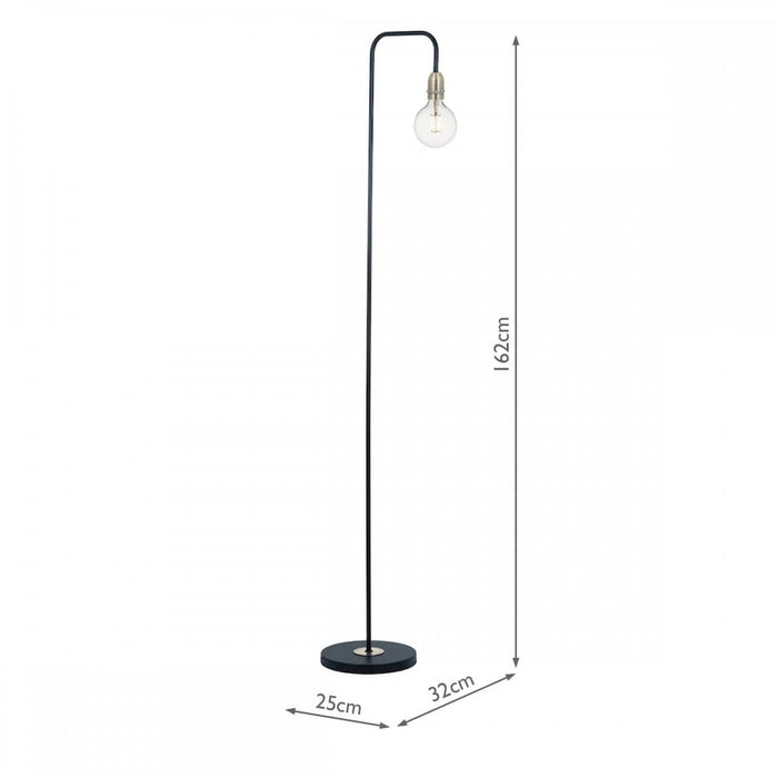 Dar Wisebuys KIE4922 Kiefer Floor Lamp Black And Antique Brass