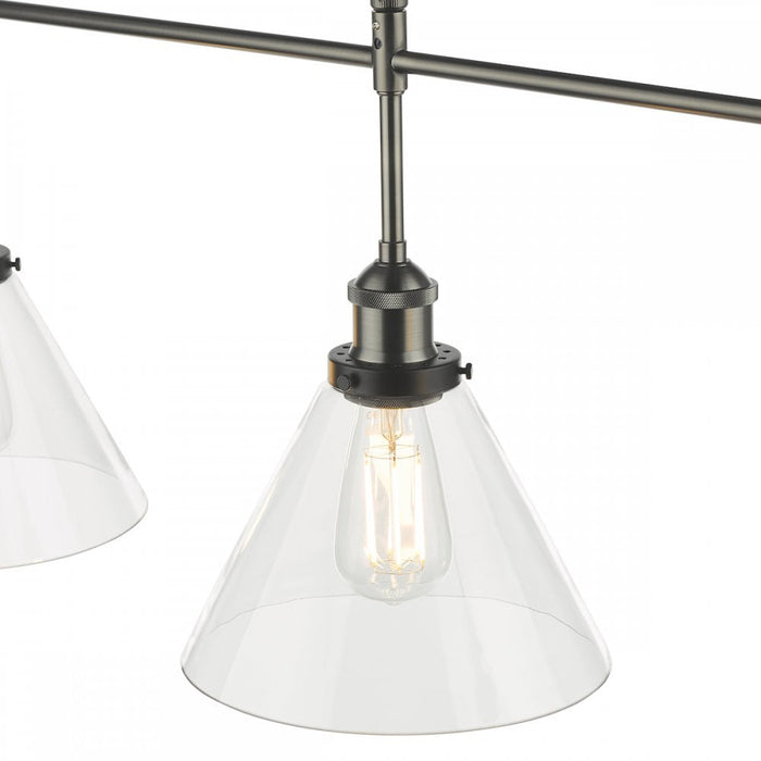Dar RAY0338 Ray 3 Light Bar Pendant Antique Nickel Clear Glass