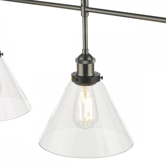 Dar RAY0338 Ray 3 Light Bar Pendant Antique Nickel Clear Glass