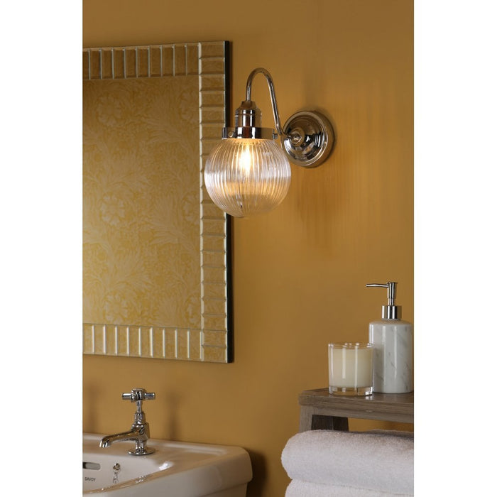 Dar TAM0750-IP44 Tamara Bathroom Wall Light Polished Chrome Ribbed Glass
