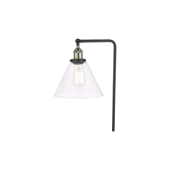 Dar RAY4975 Ray Floor Lamp Antique Brass and Glass