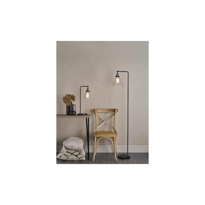 Dar RAY4975 Ray Floor Lamp Antique Brass and Glass