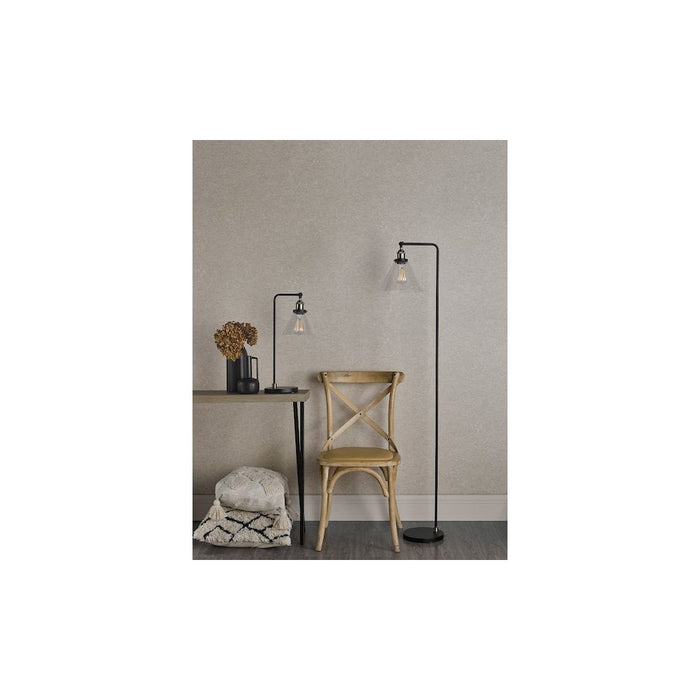 Dar RAY4975 Ray Floor Lamp Antique Brass and Glass