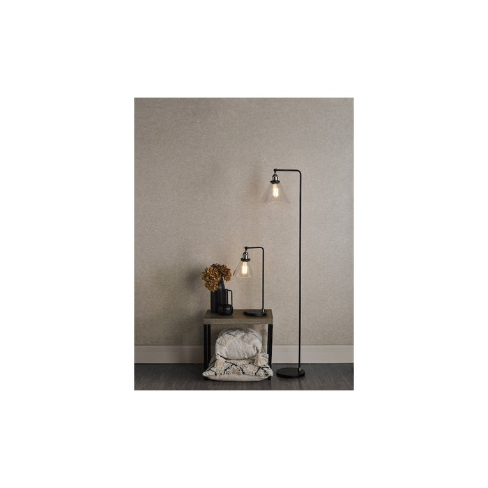 Dar RAY4975 Ray Floor Lamp Antique Brass and Glass