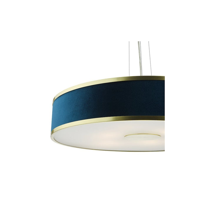 Dar ALV1723 Alvaro 6 Light Pendant Brushed Brass With Blue Shade