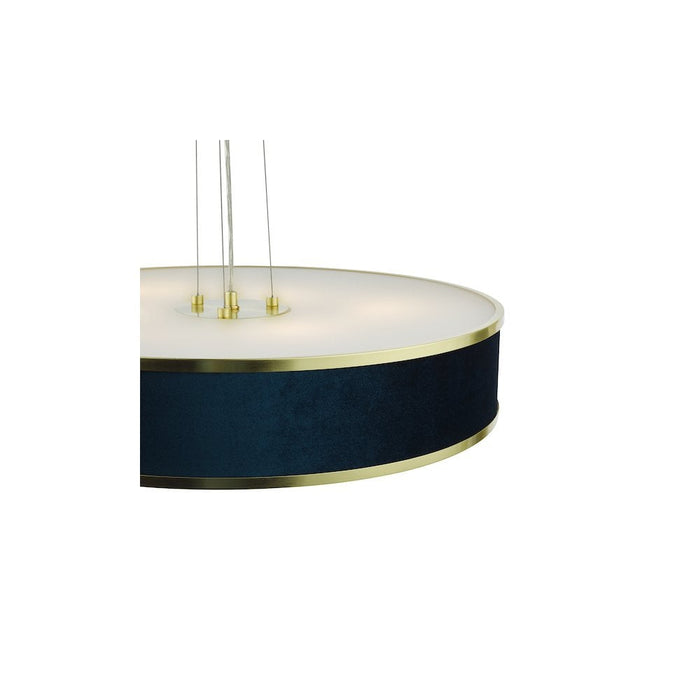 Dar ALV1723 Alvaro 6 Light Pendant Brushed Brass With Blue Shade