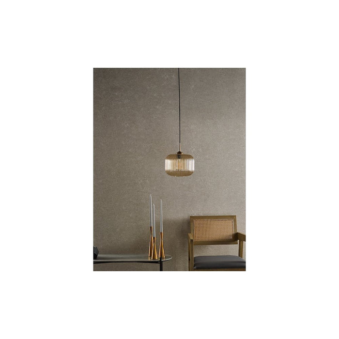 Dar DEM0106 Demarius Pendant Natural Brass and Amber Glass