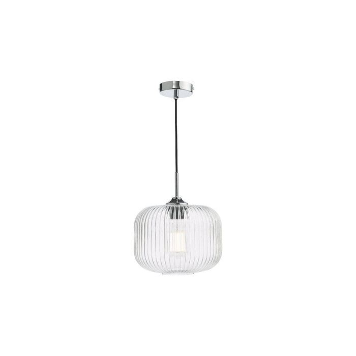 Dar DEM0108 Demarius Pendant Polished Chrome and Clear Glass