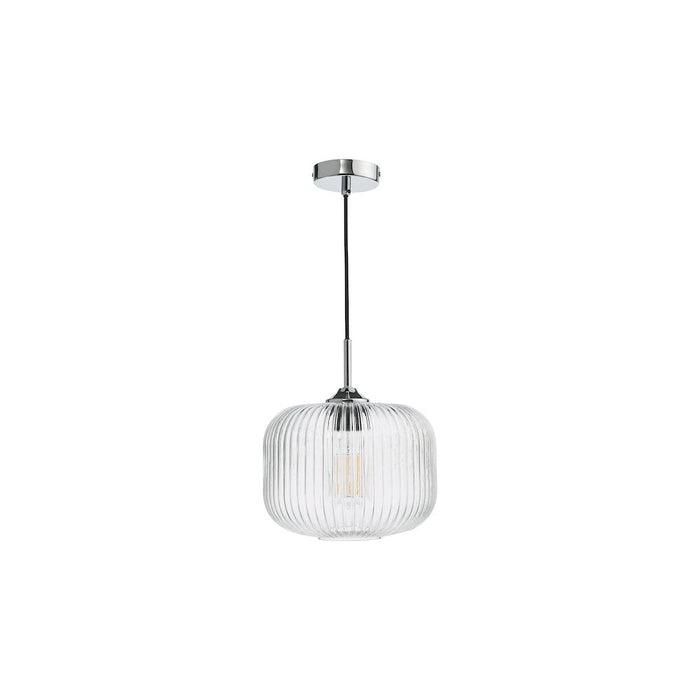 Dar DEM0108 Demarius Pendant Polished Chrome and Clear Glass