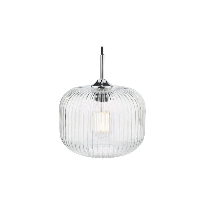 Dar DEM0108 Demarius Pendant Polished Chrome and Clear Glass