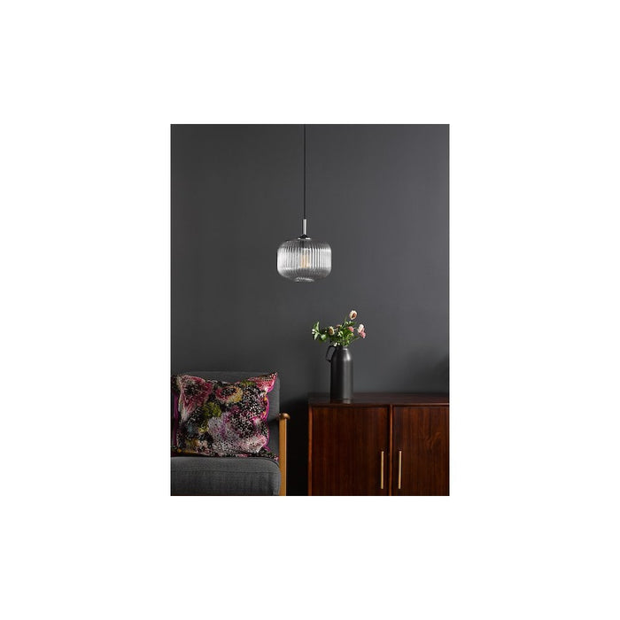 Dar DEM0108 Demarius Pendant Polished Chrome and Clear Glass