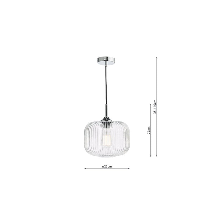 Dar DEM0108 Demarius Pendant Polished Chrome and Clear Glass