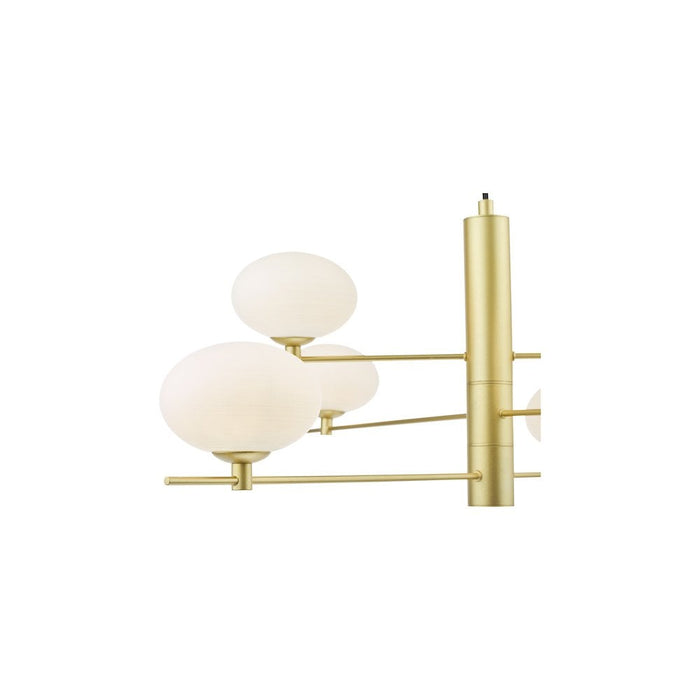 Dar JAS0635 Jasper 6 Light Pendant Satin Gold and Opal Glass