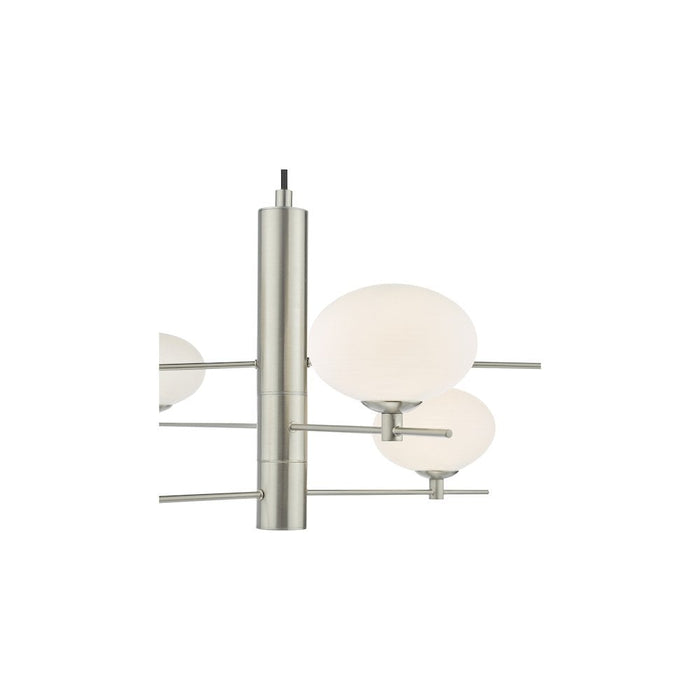 Dar JAS0646 Jasper 6 Light Pendant Satin Nickel and Opal Glass