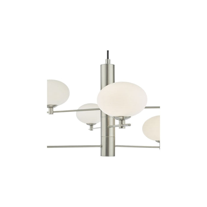 Dar JAS0646 Jasper 6 Light Pendant Satin Nickel and Opal Glass