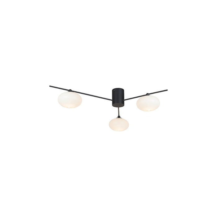 Dar JAS5322 Jasper 3 Light Semi Flush Matt Black Opal glass